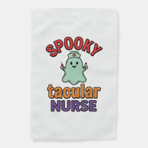 Spooky Nurse Halloween Vintage Vector Shirt Design Garden Flag