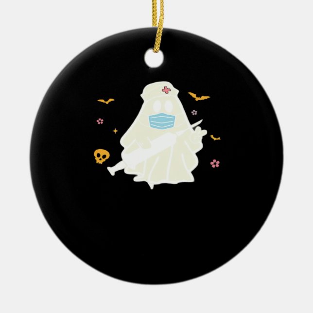 Spooky Nurse Practitioner Cute Halloween Oversized Ceramic Ornament (Front)