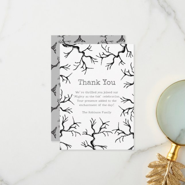 Spooky Oak Autumn Thank You Card (Front/Back In Situ)