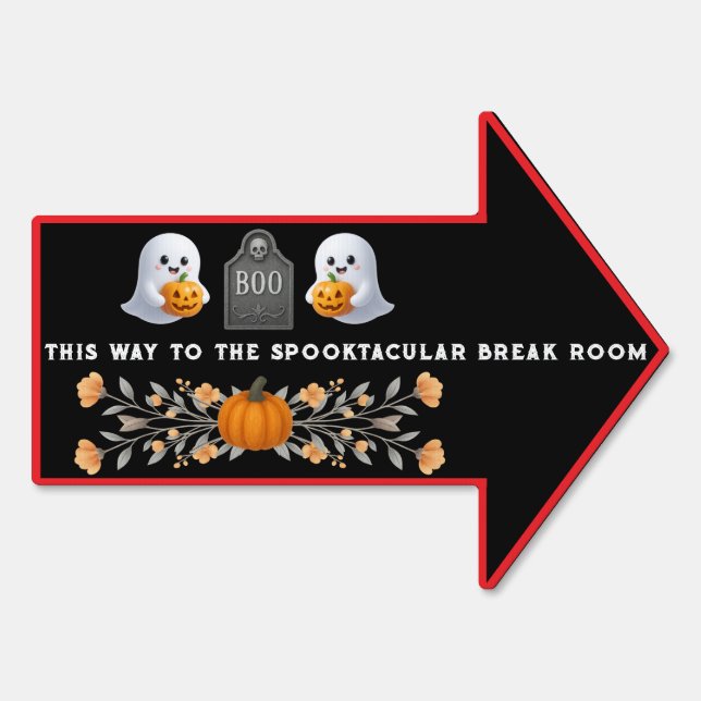 Spooky Office Halloween Party Break Room Direction Sign (Back)