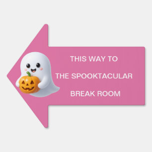 Spooky Office Halloween Party Restroom Directional Sign