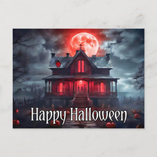 Spooky Old Haunted House   Happy Halloween Postcard