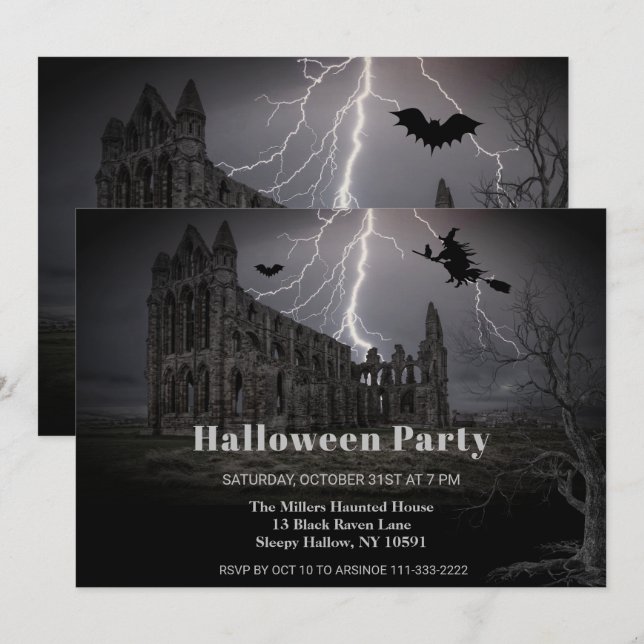 Spooky Old Ruins Halloween Party Invitation (Front/Back)
