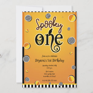 Spooky ONE 1 Dots Halloween 1st Birthday Party Invitation