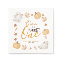 Spooky One 1st Birthday Cute Ghost Fall Leaves