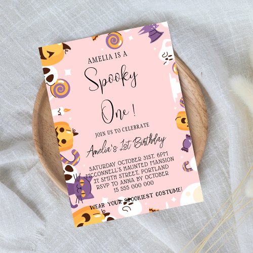 Spooky One 1st Birthday First Birthday Halloween Invitation