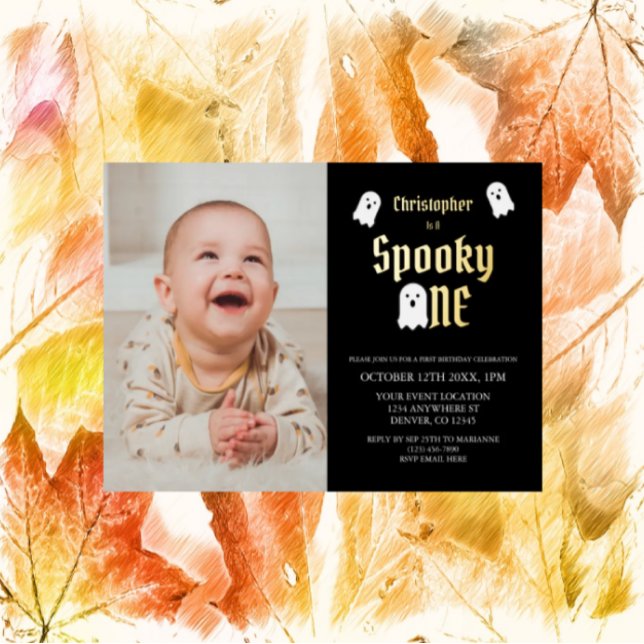 Spooky One 1st Birthday Foil Invitation (Creator Uploaded)