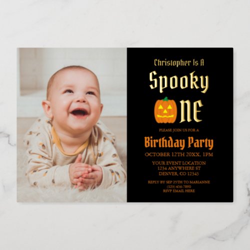 Spooky One 1st Birthday Foil Invitation