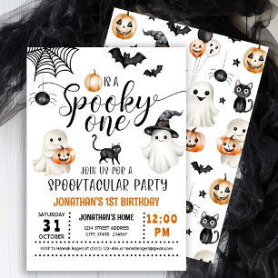 Spooky ONE 1st Birthday Ghosts Bats Invitation