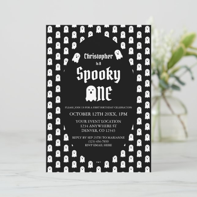 Spooky One 1st Birthday Invitation (Standing Front)