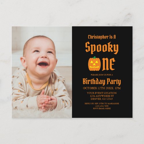 Spooky One 1st Birthday Postcard