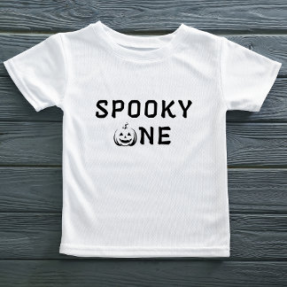 Spooky One 1st Birthday Pumpkin Face Baby T-Shirt