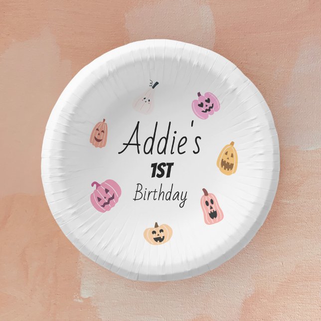 Spooky One | 1st Birthday Tableware | Pink Pumpkin Paper Bowls (Creator Uploaded)