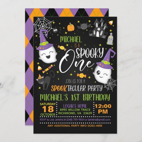 Spooky One Birthday Invitation _ Blk