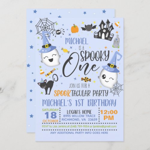 Spooky One Birthday Invitation _ Blue