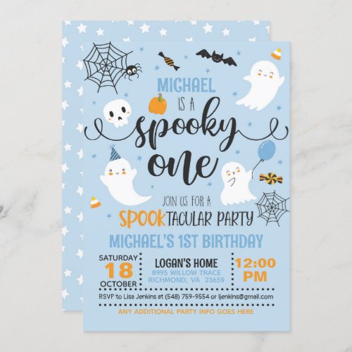 Spooky One Birthday Invitation _ Boy Blue