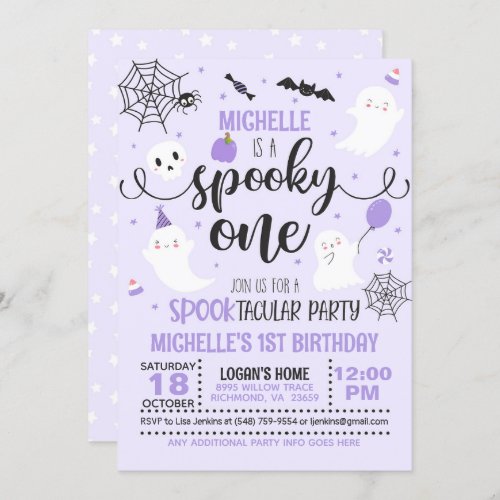 Spooky One Birthday Invitation _ Girl Purple