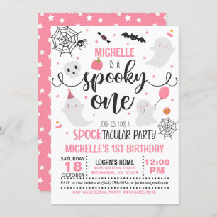 Spooky One Birthday Invitation - Girl (Wh/Pink)