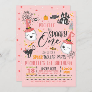 Spooky One Birthday Invitation - Pink