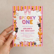 Spooky One Birthday Invitation Pink Halloween