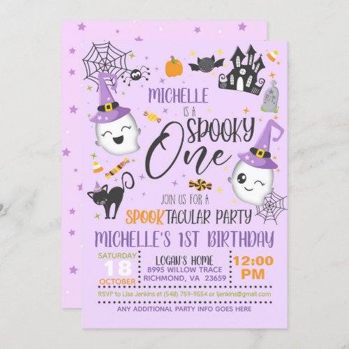 Spooky One Birthday Invitation _ Purple