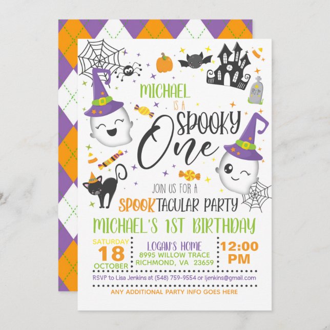 Spooky One Birthday Invitation - White (Front/Back)