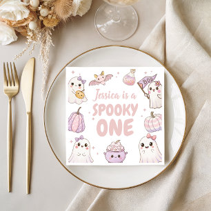 Spooky One Birthday Napkin Cute Ghosts