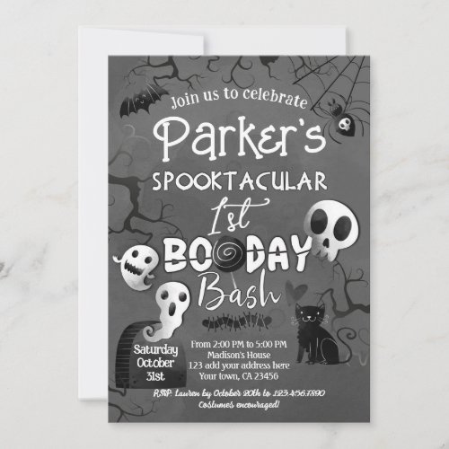 Spooky One Black and White Spooktacular Halloween Invitation