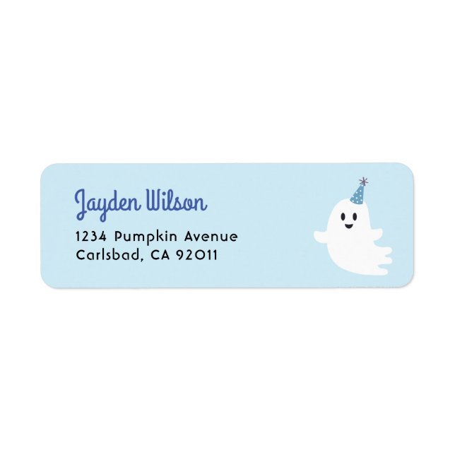 Spooky One Blue Ghost Halloween Return Address Label (Front)
