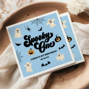 Spooky One Blue Halloween 1st Birthday Party Napkins