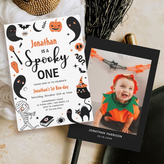 Spooky One Boy Halloween 1st Birthday  Invitation (Creator Uploaded)