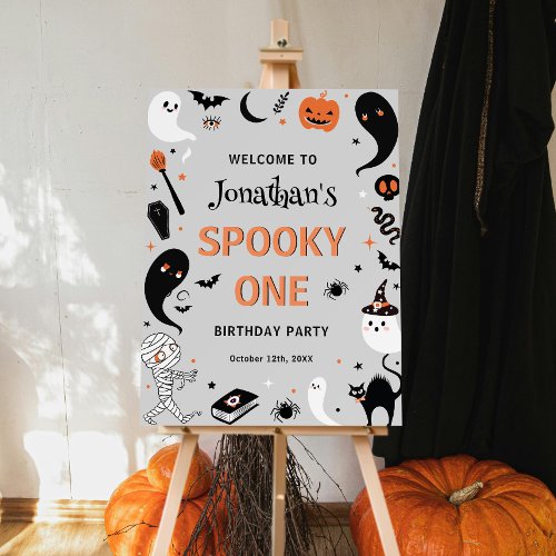 Spooky One Boy Halloween 1st Birthday Welcome Sign