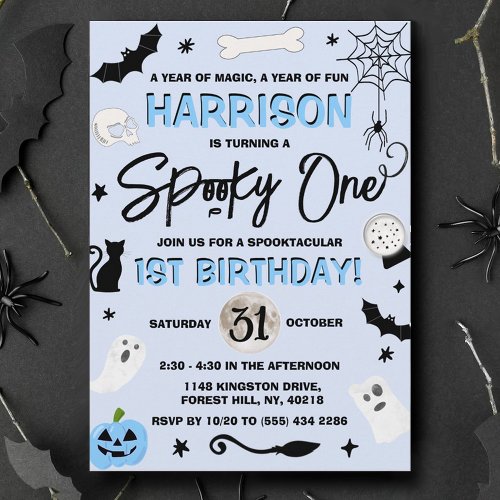 Spooky One Boys Halloween 1st Birthday Invitation