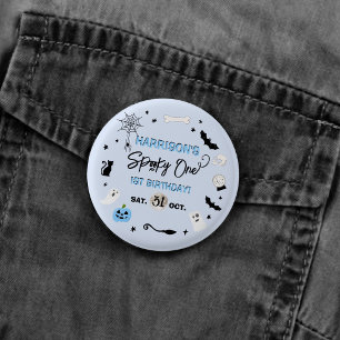 Spooky One! Boys Halloween 1st Birthday Party Button