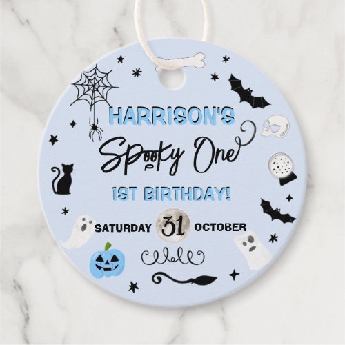 Spooky One Boys Halloween 1st Birthday Party Favor Tags