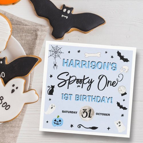 Spooky One Boys Halloween 1st Birthday Party Napkins