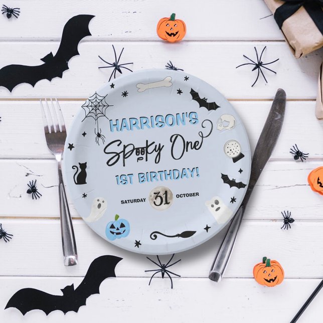 Spooky One! Boys Halloween 1st Birthday Party Paper Plates (Creator Uploaded)