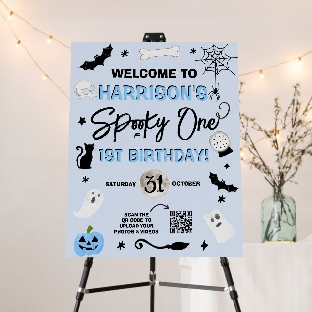 Spooky One! Boys Halloween 1st Birthday Welcome Foam Board (In Situ (Stand))