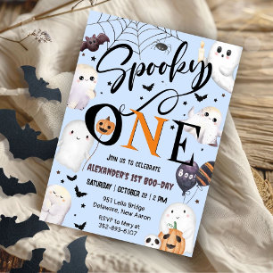 Spooky One Cute Boy Halloween 1st Birthday Party Invitation