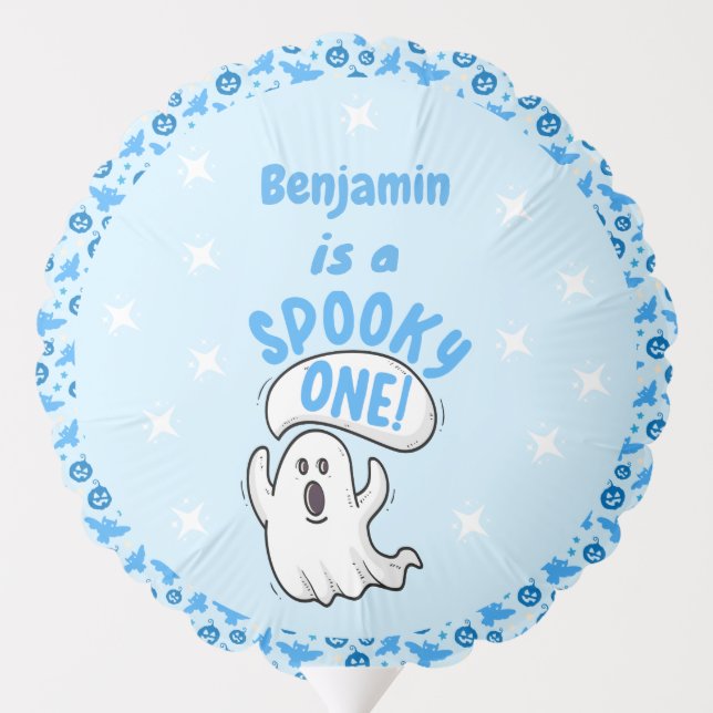 Spooky One Cute Funny Halloween Ghost 1st Birthday Balloon (Back)