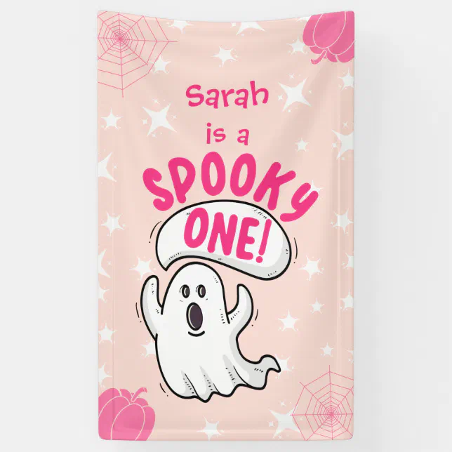 Spooky One Cute Funny Halloween Ghost 1st Birthday Banner | Zazzle
