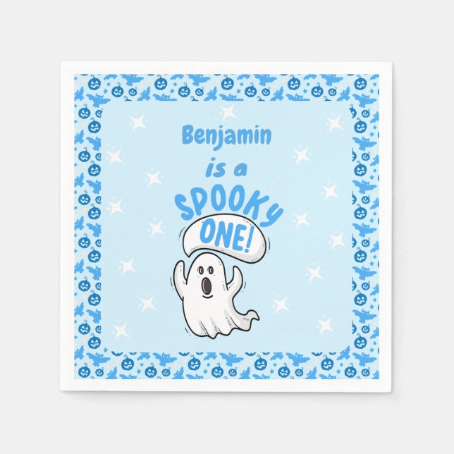 Spooky One Cute Funny Halloween Ghost 1st Birthday Napkins (Front)