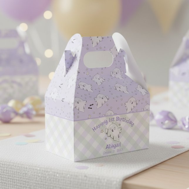 Spooky One Cute Ghost 1st Birthday Halloween Favor Boxes (Spooky One Ghost Party Halloween 1st Birthday Ghost Favor Boxes. Cute Purple October Birthday Boxes)