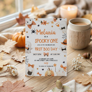 Spooky One Cute Ghost 1st Birthday Invite