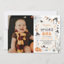 Spooky One Cute Ghost 1st Birthday Photo Invitatio Invitation