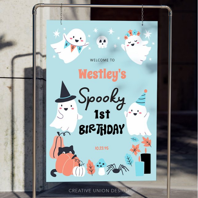 Spooky One Cute Ghost Boy 1st Birthday Party Foam Board (Creator Uploaded)