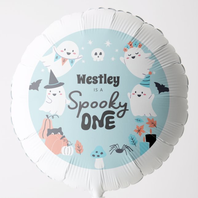 Spooky One Cute Ghost Boy 1st Birthday Party Paper Balloon (Front)