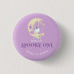 Spooky One Cute Ghost Girl Halloween 1st Birthday Button