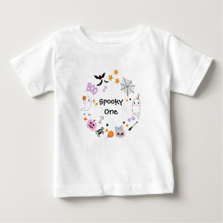 Spooky One Cute Ghost Halloween 1st Birthday Baby T-Shirt