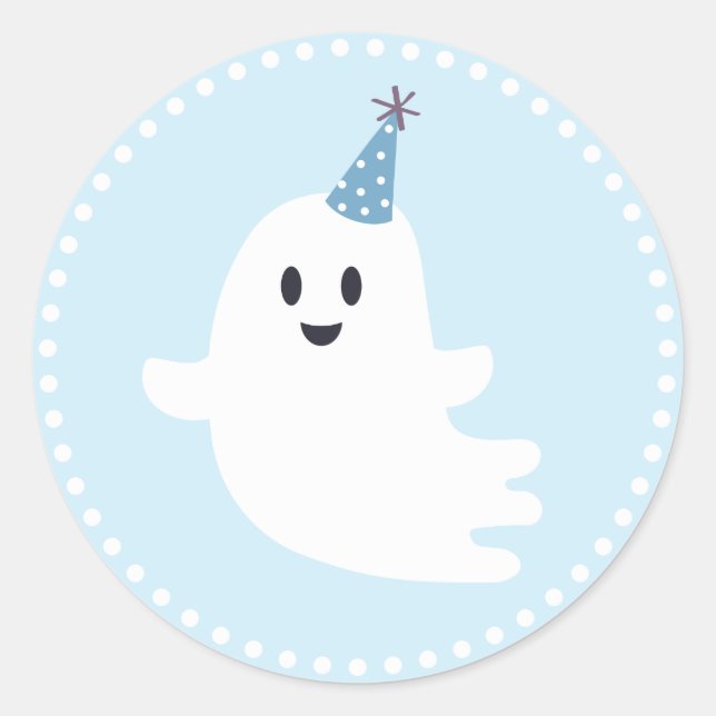 Spooky One Cute Ghost Halloween 1st Birthday Favor Classic Round Sticker (Front)